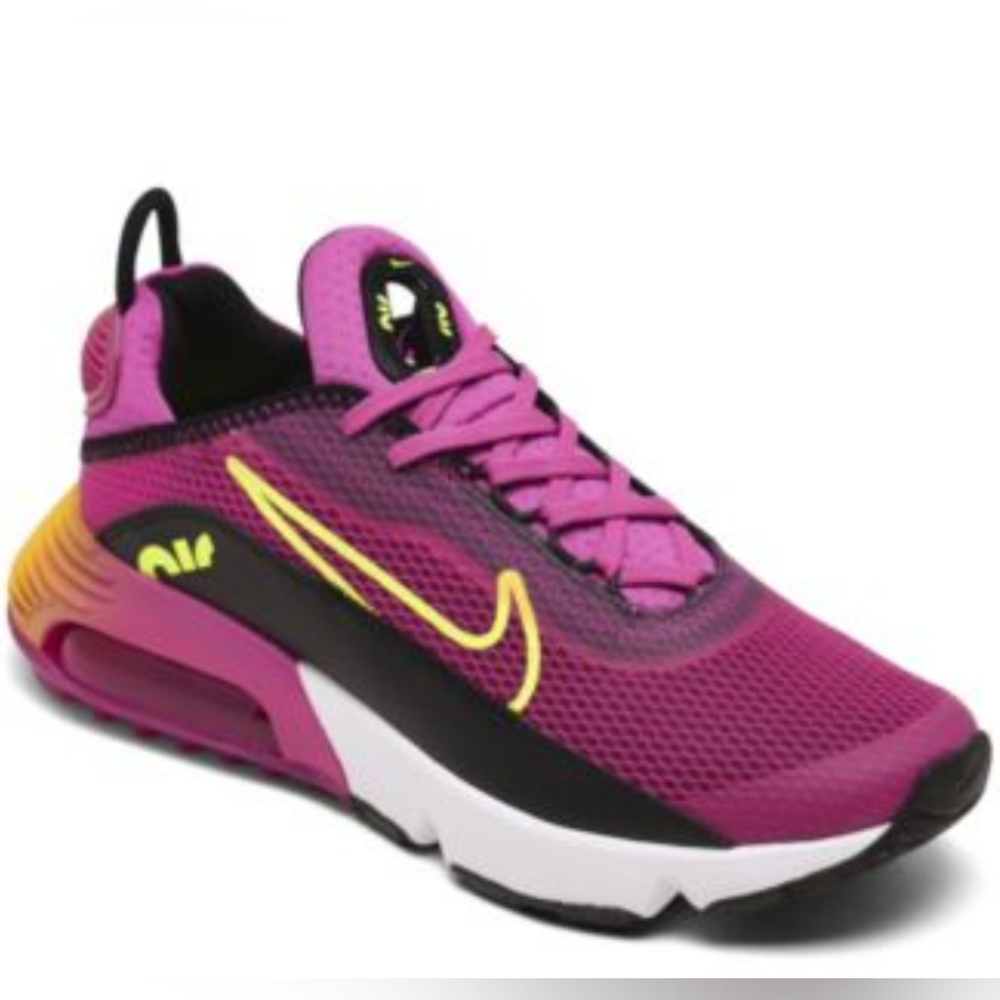 Nike Kids Fuchsia and Yellow Sneakers - Picture 2 of 9